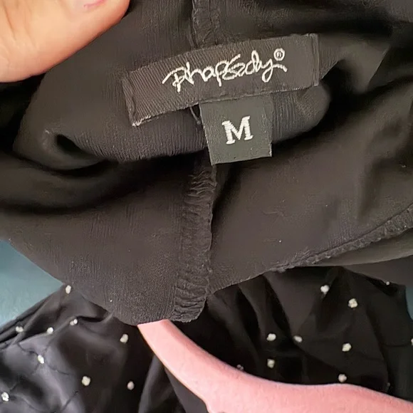 Vintage Rhapsody Little Black Dress w/Silver Diamond Pattern & Open Back - Picture 9 of 10